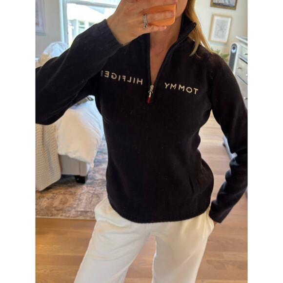 Tommy Hilfiger Quarter Zip Embroidered Knit Sweater - Picture 6 of 8